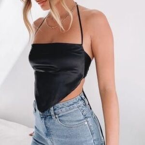 🩵FREE WITH PURCHASE 🩵Black Halter Top Backless Tie Small